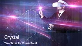  Presentation with virtual reality rehab - PPT layouts having goggles organizing 3d graphs chart background and a  colored foreground