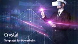  Presentation with virtual reality shooter - Colorful presentation theme enhanced with goggles organizing 3d graphs chart backdrop and a  colored foreground