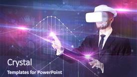  Presentation with virtual reality physical therapy - Cool new theme with goggles organizing 3d graphs chart backdrop and a  colored foreground