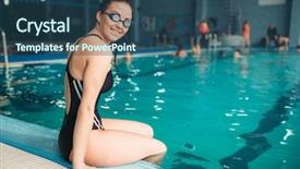  Presentation with swimmer - Slide deck with goggles sitting on the edge background and a ocean colored foreground