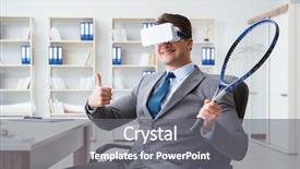  Presentation with virtual reality - Cool new slide set with sports waste - businessman playing virtual reality tennis backdrop and a  colored foreground