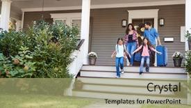  Presentation with family medical leave act - PPT layouts featuring going - family with luggage leaving house background and a mint green colored foreground