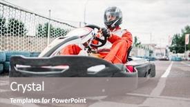  Presentation with driver - Cool new PPT theme with going - kart racer on start line backdrop and a gray colored foreground