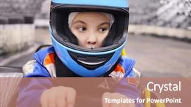  Presentation with competition - PPT theme consisting of going - little funny boy in helmet background and a coral colored foreground