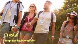  Presentation with festival music - Audience pleasing PPT theme consisting of going camping at music festival backdrop and a tawny brown colored foreground