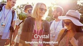  Presentation with big group people - Audience pleasing presentation design consisting of going camping at music festival backdrop and a red colored foreground