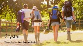  Presentation with music festival - Audience pleasing presentation theme consisting of going camping at music festival backdrop and a yellow colored foreground