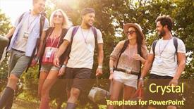  Presentation with festival music - Presentation design with going camping at music festival background and a tawny brown colored foreground