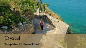  Presentation with woman in sea - Amazing presentation theme having going downstairs on the emerald backdrop and a  colored foreground