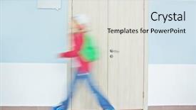  Presentation with backpack - Amazing slides having going fast by classroom door backdrop and a light gray colored foreground