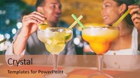  Presentation with outdoor party - Slide set featuring going out at miami ocean background and a coral colored foreground