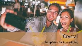  Presentation with outdoor party - Theme featuring going out on miami ocean background and a coral colored foreground