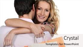  Presentation with man and woman - Presentation featuring gift goes - woman embracing man background and a lemonade colored foreground