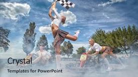  Presentation with racing - Presentation with going to drive go-kart background and a light gray colored foreground