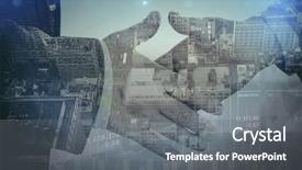  Presentation with shares - PPT theme having going to shake their hands background and a gray colored foreground