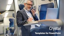  Presentation with train - Colorful presentation theme enhanced with going to work by train backdrop and a ocean colored foreground