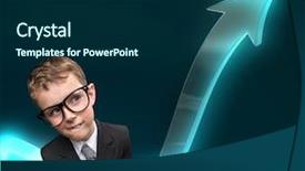  Presentation with glasses - PPT theme enhanced with going up concept of leadership background and a navy blue colored foreground