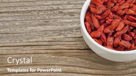  Presentation with goji - Slides consisting of goji-berries-white-ceramic-bowl background and a coral colored foreground