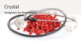  Presentation with goji - PPT theme featuring goji berries with a medical stethoscope background and a white colored foreground