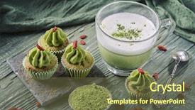  Presentation with goji - Colorful presentation enhanced with goji berry and matcha latte backdrop and a tawny brown colored foreground