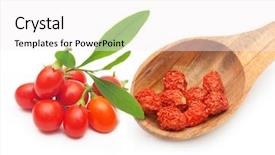  Presentation with goji - Slide set consisting of goji berry dried and fresh isolated on white background background and a white colored foreground