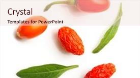  Presentation with goji - Colorful slides enhanced with goji berry isolated on white background backdrop and a lemonade colored foreground