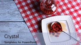  Presentation with goji - PPT layouts consisting of goji-berry-jam-in-spoon background and a light blue colored foreground