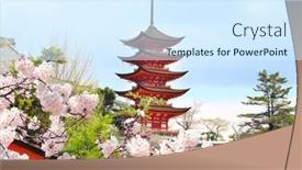  Presentation with japan sakura - PPT layouts featuring goju-no-to-pagoda-gojunoto background and a cool aqua colored foreground