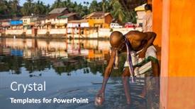  Presentation with pilgrimage - Amazing PPT theme having gokarna-india-january-16-2016 backdrop and a ocean colored foreground