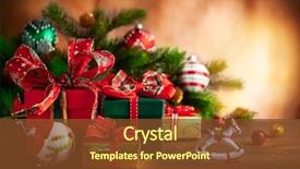  Presentation with christmas holidays - Colorful PPT layouts enhanced with gold - christmas holidays composition with gift backdrop and a tawny brown colored foreground