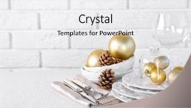  Presentation with table setting - Amazing PPT theme having gold - decorated christmas table setting christmas backdrop and a white colored foreground