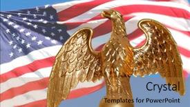  Presentation with american flag and eagle - PPT theme consisting of gold american eagle with flag background and a gold colored foreground