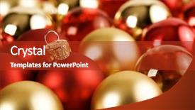  Presentation with red gold - Theme featuring gold an red christmas balls selective focus background and a crimson colored foreground