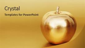 Presentation with gold - Audience pleasing PPT layouts consisting of gold apple on gold background backdrop and a yellow colored foreground