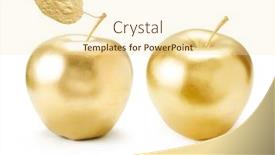  Presentation with white gold - Presentation theme consisting of gold apple set on white background and a lemonade colored foreground