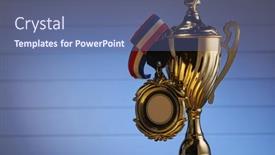  Presentation with light blue color - Slides with gold-award-on-white-background background and a  colored foreground