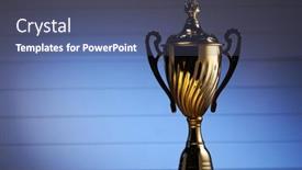  Presentation with light blue color - Slides enhanced with gold-award-on-white-background background and a  colored foreground