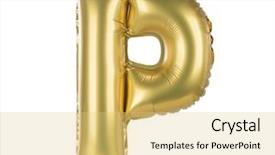  Presentation with balloon - Theme featuring gold balloon font part of full set upper case letters p background and a yellow colored foreground