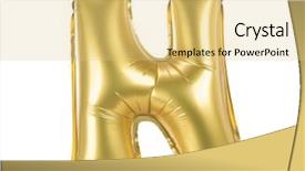 Presentation with balloon - Audience pleasing PPT theme consisting of educatio n - gold balloon font part backdrop and a yellow colored foreground