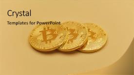  Presentation with money bitcoin crypto currency gold - PPT layouts featuring gold banking mobile - bitcoin coins in front background and a  colored foreground