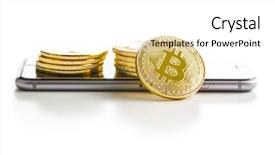  Presentation with scroll paper isolated on white - Amazing slides having gold banking mobile - bitcoin lies on a smartphone backdrop and a white colored foreground