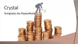  Presentation with cryptocurrency - Presentation design consisting of gold banking mobile - cryptocurrency concept with businessman mining background and a  colored foreground