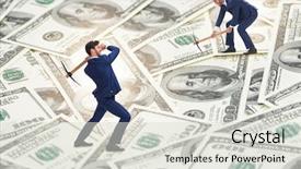  Presentation with mining - Cool new slide deck with gold banking mobile - cryptocurrency concept with businessman mining backdrop and a  colored foreground