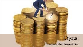  Presentation with cryptocurrency - Colorful presentation enhanced with gold banking mobile - cryptocurrency concept with businessman mining backdrop and a  colored foreground