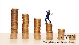  Presentation with mining - Slide set enhanced with gold banking mobile - cryptocurrency concept with businessman mining background and a coral colored foreground