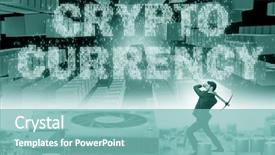  Presentation with mining - Slide set enhanced with gold banking mobile - cryptocurrency concept with businessman mining background and a  colored foreground