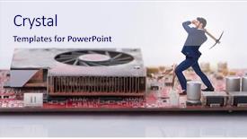  Presentation with mobile money - PPT layouts consisting of gold banking mobile - cryptocurrency concept with businessman mining background and a  colored foreground