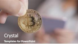  Presentation with trading gold - Beautiful slides featuring gold banking mobile - trading on cellphone with bitcoin backdrop and a gray colored foreground