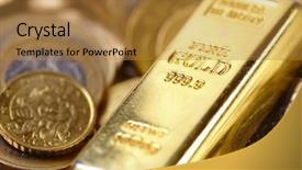  Presentation with stack - Audience pleasing slides consisting of gold bar concept backdrop and a  colored foreground