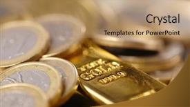  Presentation with bar - PPT theme enhanced with gold bar concept background and a coral colored foreground